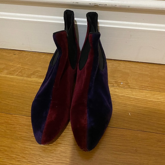 Anthropologie Velvet Color block Ankle Boot - Picture 2 of 4
